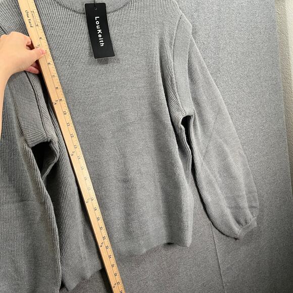 Loukeith Sweater Womens Size Small Long Sleeve Round Neck Gray Knitted Pullover - Picture 4 of 9